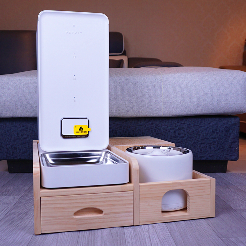 宠物小佩自动大喂食器架子饮水机组合架猫咪犬碗木架狗狗碗架定制