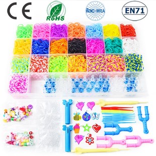 彩色橡皮筋手环套装手绳儿童彩虹小皮筋手工编织手链diy材料 脚链