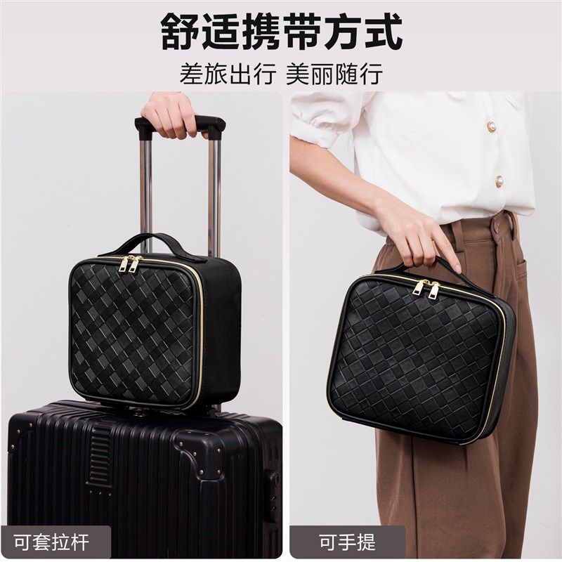 带镜子led灯化妆包女大容量便携式收纳包可挂行李箱跟妆师化妆箱