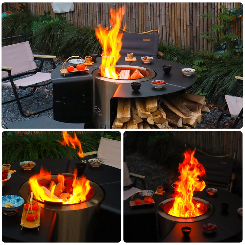 户外工匠多功能烧火桌烧烤取暖炉庭院家用木柴二次燃烧少烟篝火炉