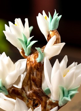 姹紫嫣红手工陶瓷精美瓷花小摆件客厅鱼缸内饰造景沉底沉水装饰品