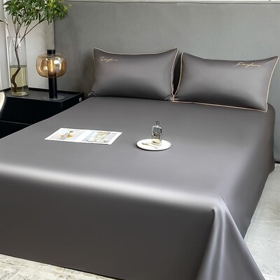 60支长绒棉床单单件100单人纯色双人1.5米被单枕套三王之