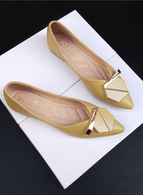 平底鞋女软底f2024秋新款百搭尖头单鞋浅口四季时尚瓢鞋孕妇豆豆