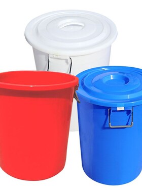 万尊加厚塑料水桶红色带盖160L工业储水圆桶带盖大桶化工胶桶厨房