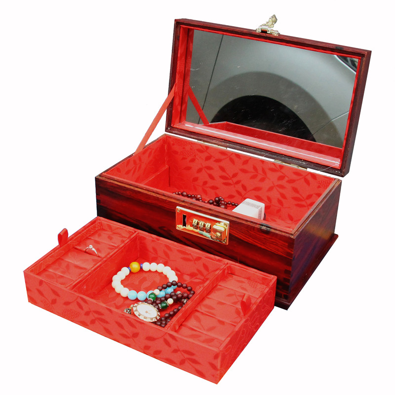 实木质中式红木首饰盒饰品盒收纳盒化妆箱酸枝木珠宝饰品绒布盒子