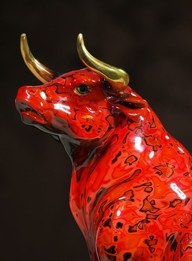 铜生肖牛摆件招财大漆工艺办公室客厅玄关装饰品开业乔迁礼品