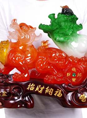 招财纳福貔貅摆件玉皮丘拉白菜客厅办公室店铺装饰工艺品开业礼物