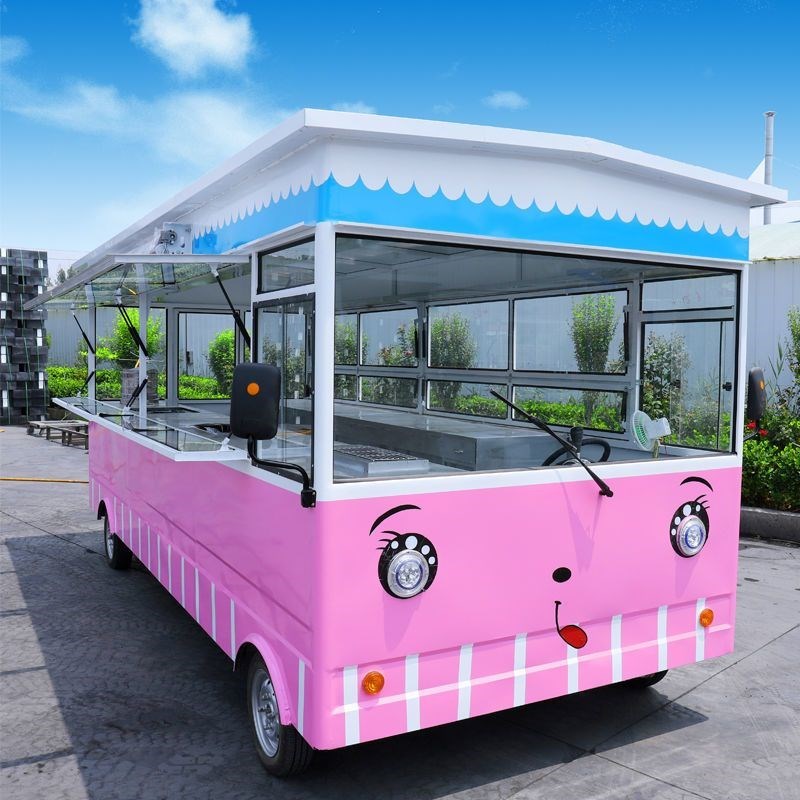 电动四轮大型流动餐车广告宣传车快餐美食摆摊早餐蒸包车商用