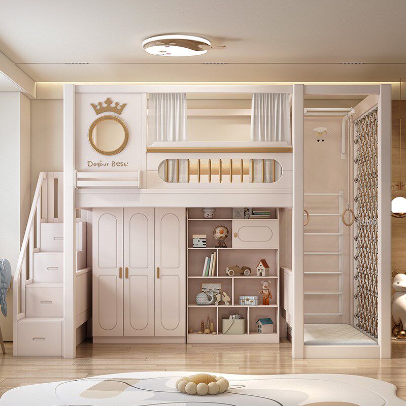 儿童床实木上床下桌双层床可定z制上下铺书桌衣柜一体多功能小户