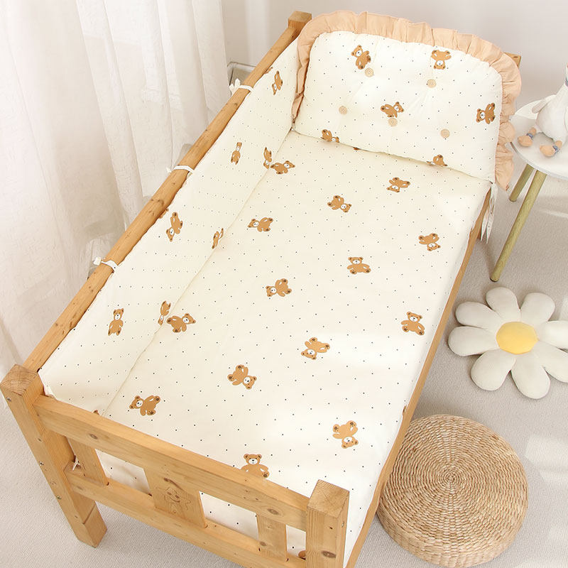 婴儿床床围栏软包防撞a类加高防摔四件套五件套拼接床围挡布