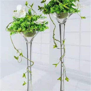 高脚玻璃b花瓶婚礼花束桌花路引花瓶高脚杯婚庆花瓶d