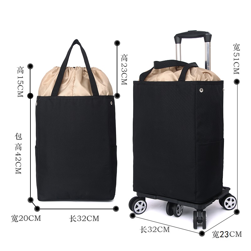 新款万向轮买菜拉杆袋购物包包小手拉车折叠拉杆车布袋小拖车家用