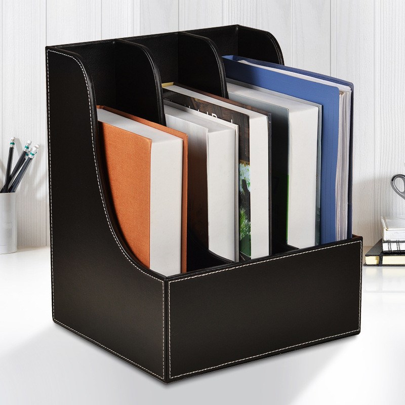 办公三层桌面文件架子多层资料框文件夹收纳盒座筐栏档案置物架