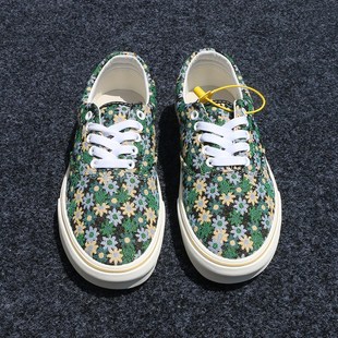 绿色低帮板鞋 精致刺绣 男鞋 女鞋 情侣帆布鞋 透气夏季 国潮百搭