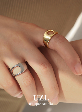 可调节开口食指戒指女时尚个性小众设计高级感金色尾戒2024年新款