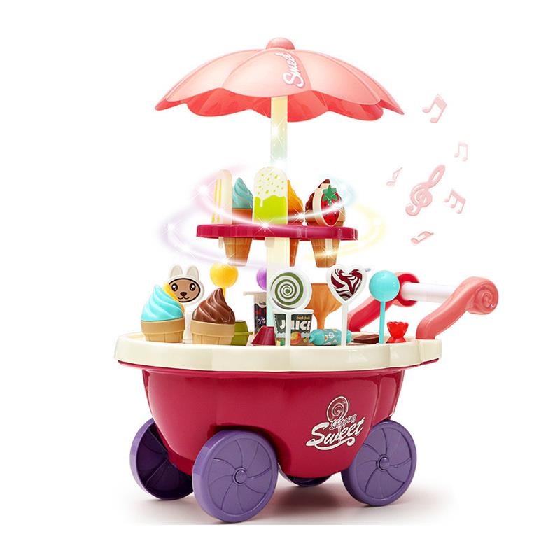 儿童过家家冰淇淋车玩具女孩糖果雪糕推车冰激凌机宝宝套装3-6岁