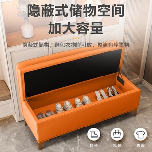 靠背储物凳换鞋 店皮沙发收纳箱长条卡座椅 凳鞋 店理发店休息区服装
