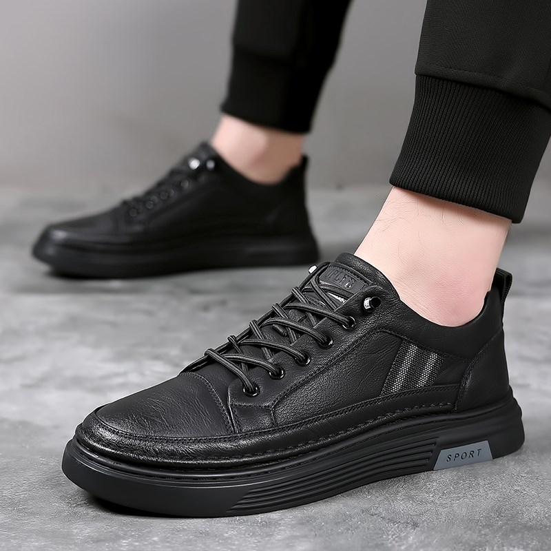 男鞋2024春季新款软底透气休闲鞋子潮流百搭休闲皮鞋男士板鞋