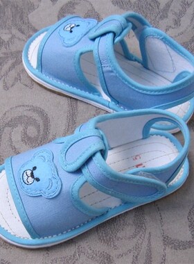 儿童千层底布鞋纯手工p凉鞋夏季宝宝漏脚趾软底2-7岁布底纯色单鞋