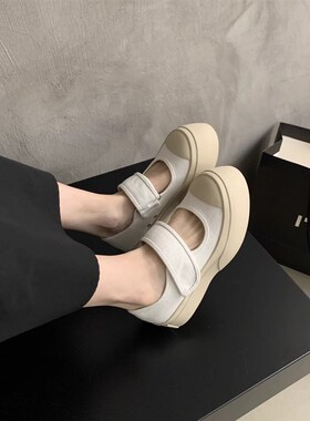 赵露思23338同子款鞋款2024新春秋季百搭魔术贴小白鞋女底黑厚色