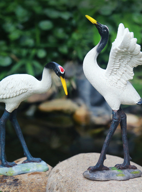 户外花园水池装饰庭院假山喷泉流水造景动物饰品池塘水景仙鹤摆件