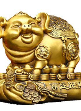 大号铜福猪存钱罐生肖猪招财金猪储存罐家用办公开业礼品摆件