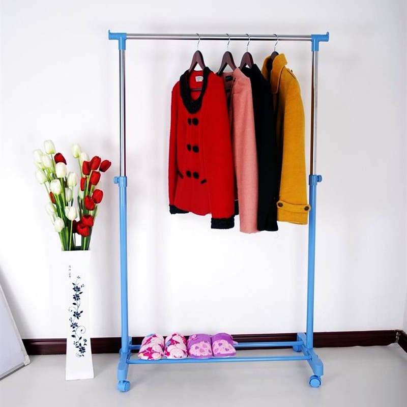 简易可移动升降晾衣架阳台家用落地单杆式挂衣架宿舍用晒衣架学生