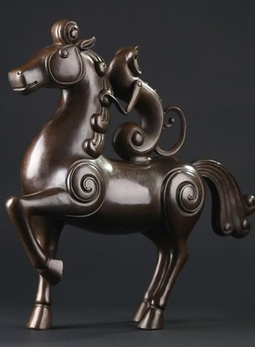 大仕缘 铜工艺品生肖马摆件仿古商务生日礼品招财宅镇马上封侯