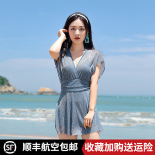 胖mm裙连体保守泳装 泳衣女夏季 遮肚显瘦显白钢托聚拢遮肉附乳大码