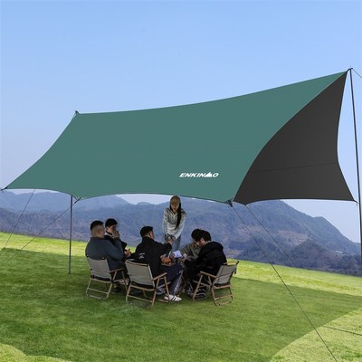 恩可莫钛黑胶天幕帐篷户外露营免搭建遮阳棚桌椅六件套野营防雨布