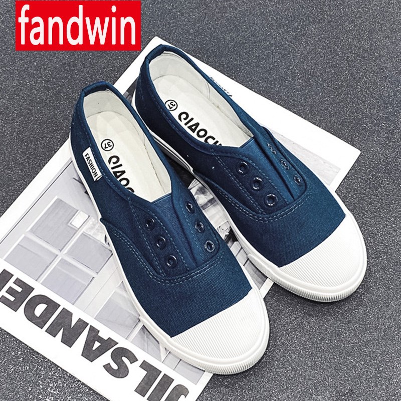 中学生布鞋四季款软底女生帆布鞋套脚懒人一脚蹬韩版青少年运动鞋