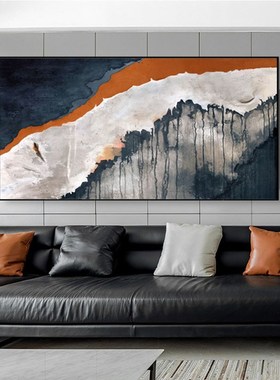 橙色抽象大尺寸装饰画极简u风沙发背景挂画玄关走廊卧室样板房壁