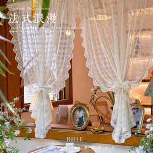 韩式田园窗帘短款卧室飘窗厨房小窗户半帘遮挡帘法式刺绣门帘装饰