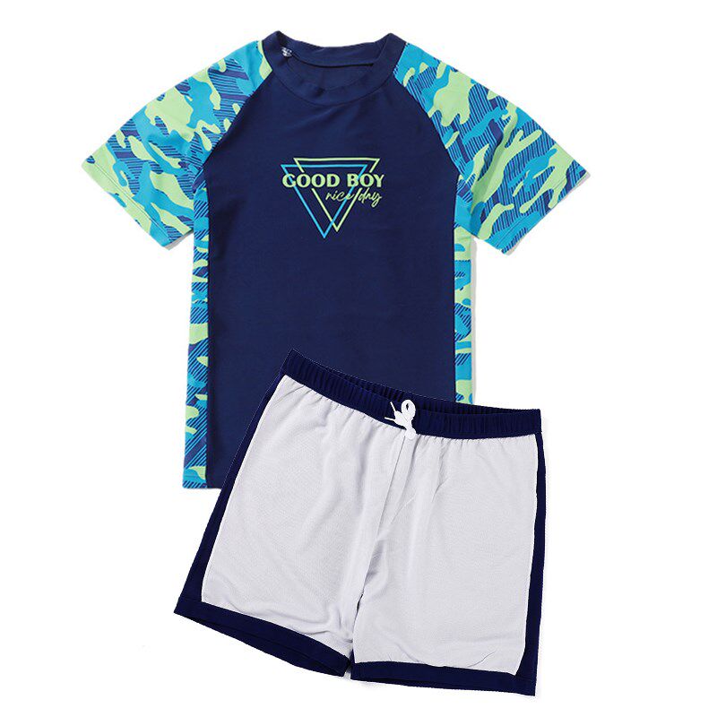 儿童泳衣胖男孩大童分体2024新款加大加肥大码泳裤青少年游泳套装