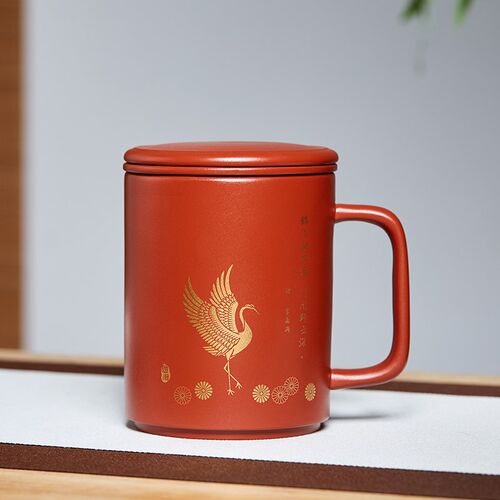 宜兴紫砂杯茶水分离杯子单个内胆过滤男士家用盖R杯功夫茶具泡茶