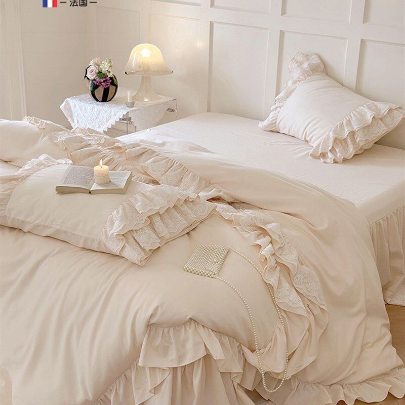法国裁缝Buddy秋冬新款全棉拉丝四件套纯棉加厚床裙床上用品
