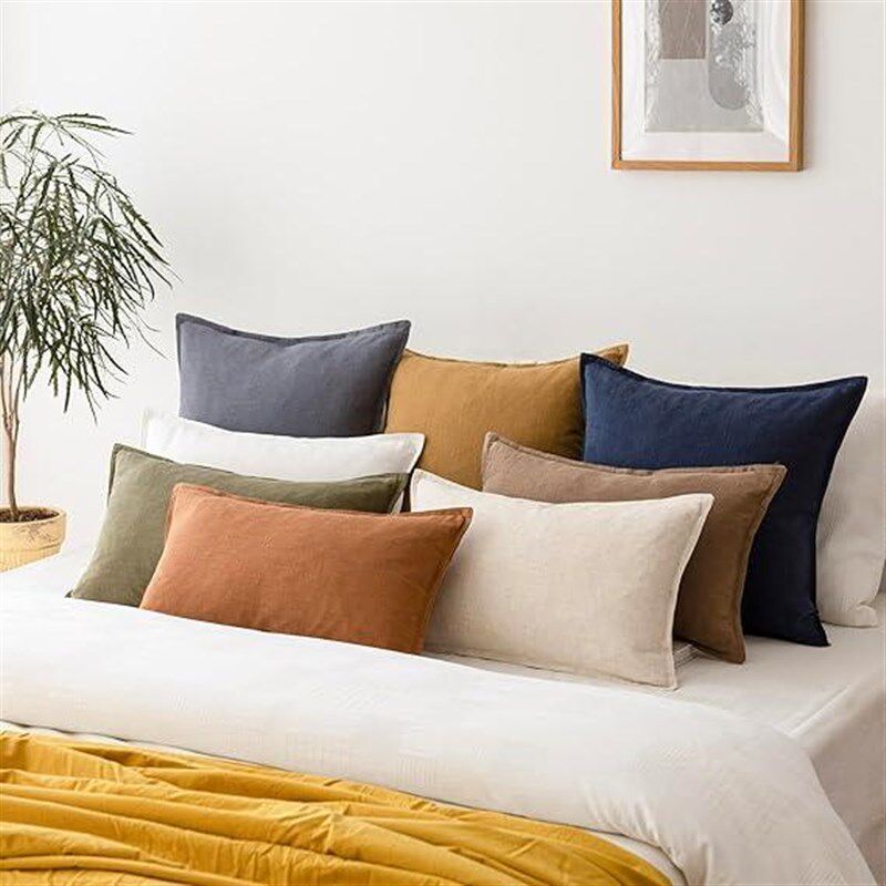 100%亚麻抱枕套床头大靠枕长方形靠垫腰枕靠背60*60 65*65 60*80