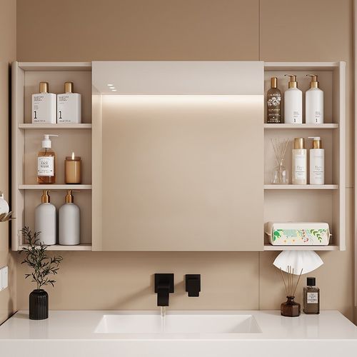 智能圆角浴室镜柜壁挂式光除雾浴室独立储物集成镜箱可定制