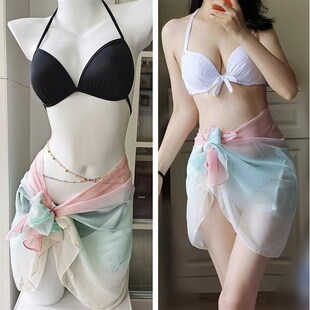 比基尼遮挡裙外搭可下水沙滩裹裙B下半身泳衣遮挡纱巾下摆围裙防