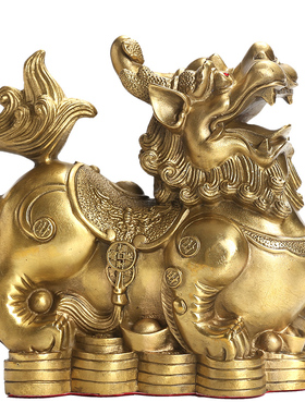 纯铜貔貅摆件一对全黄铜貔恘皮丘客厅店铺装饰办公室招财家居饰品