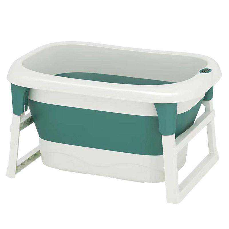 儿童加大号加高折叠浴桶婴儿泡澡盆洗澡盆可测温可游泳可坐躺家用