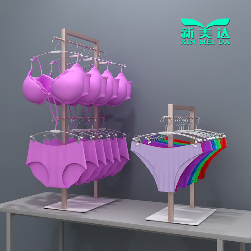 内衣店货架内裤架文胸p架拉丝钢香槟金玫瑰金流水台高低桌展示小