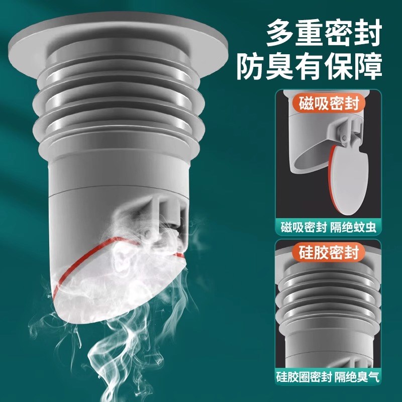 厨房下水管防臭密封圈卫生间防返水防臭芯洗衣机排水管防返臭神器