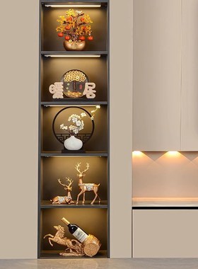 中国风摆件办公室书房高级感展示柜博古架书柜客厅酒柜装饰品