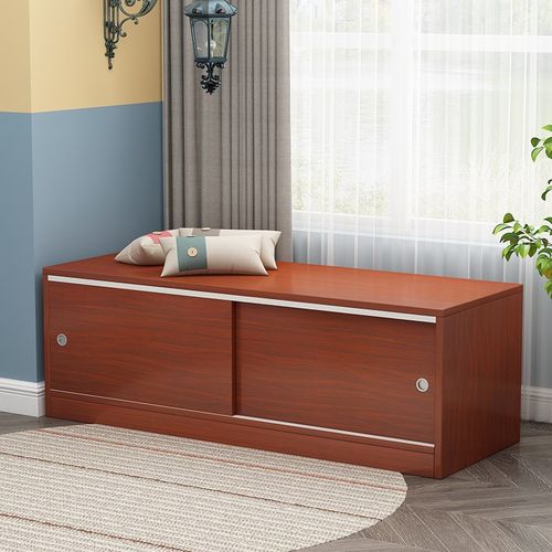 飘窗柜可坐窗台收纳柜子简约地柜矮柜移门定制落地阳台柜储物柜