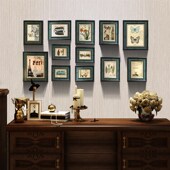 做旧背景墙 饰画框挂墙美式 实木照片墙欧式 相框墙组合客厅免打孔装