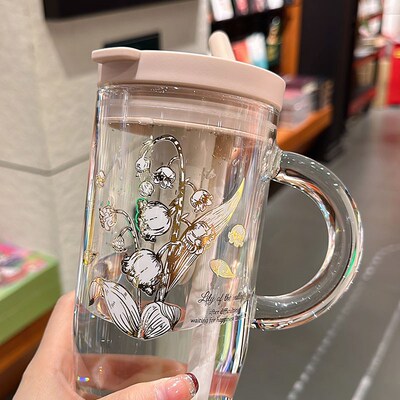 高硼硅水杯2024新款女生冰霸杯巨无霸大号大容量吸管玻璃杯办公室