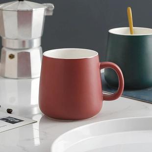 ins简约陶瓷马克杯带勺盖咖啡牛奶杯早餐杯办公家用喝水杯北欧风