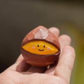 炼 Kevin 木头手工雕刻你好栗害栗子板栗钥匙炼 实木木雕挂件