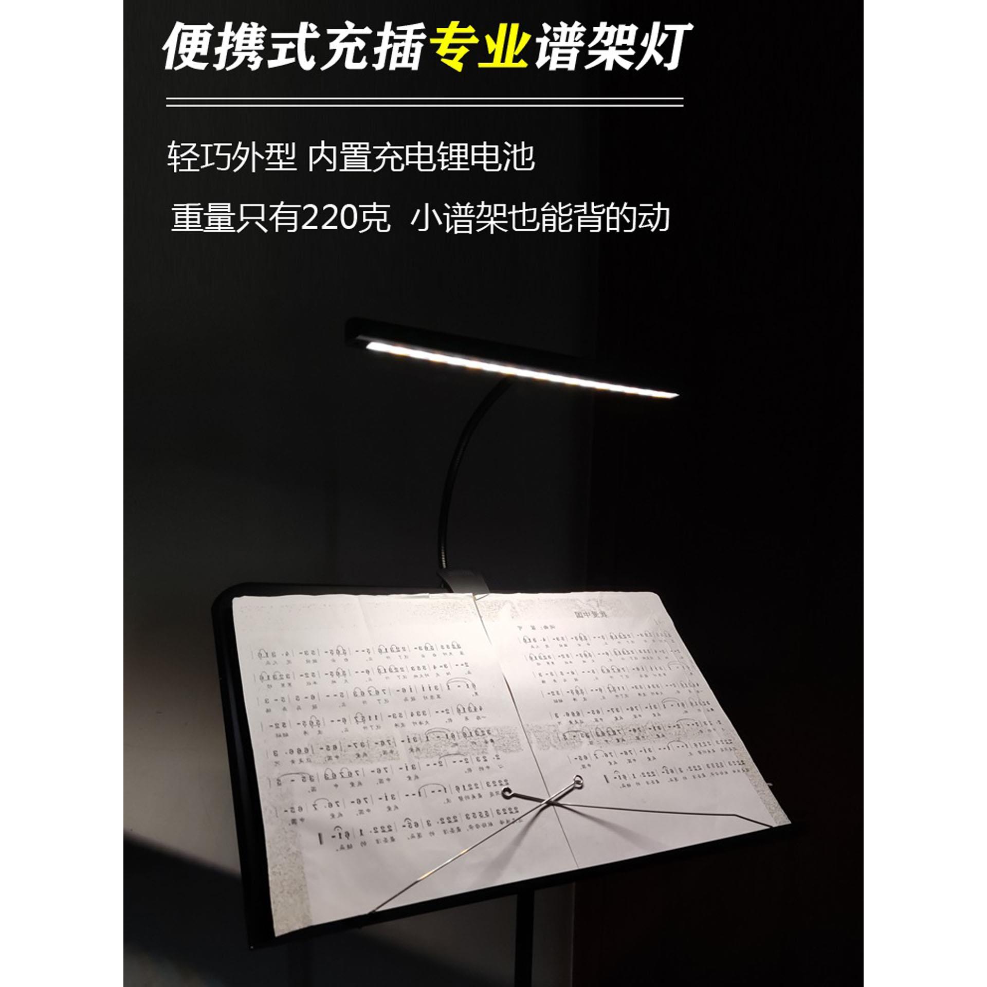 可充电音乐支架专用灯小提琴音乐支架灯古筝吉他填充灯护眼夹式钢